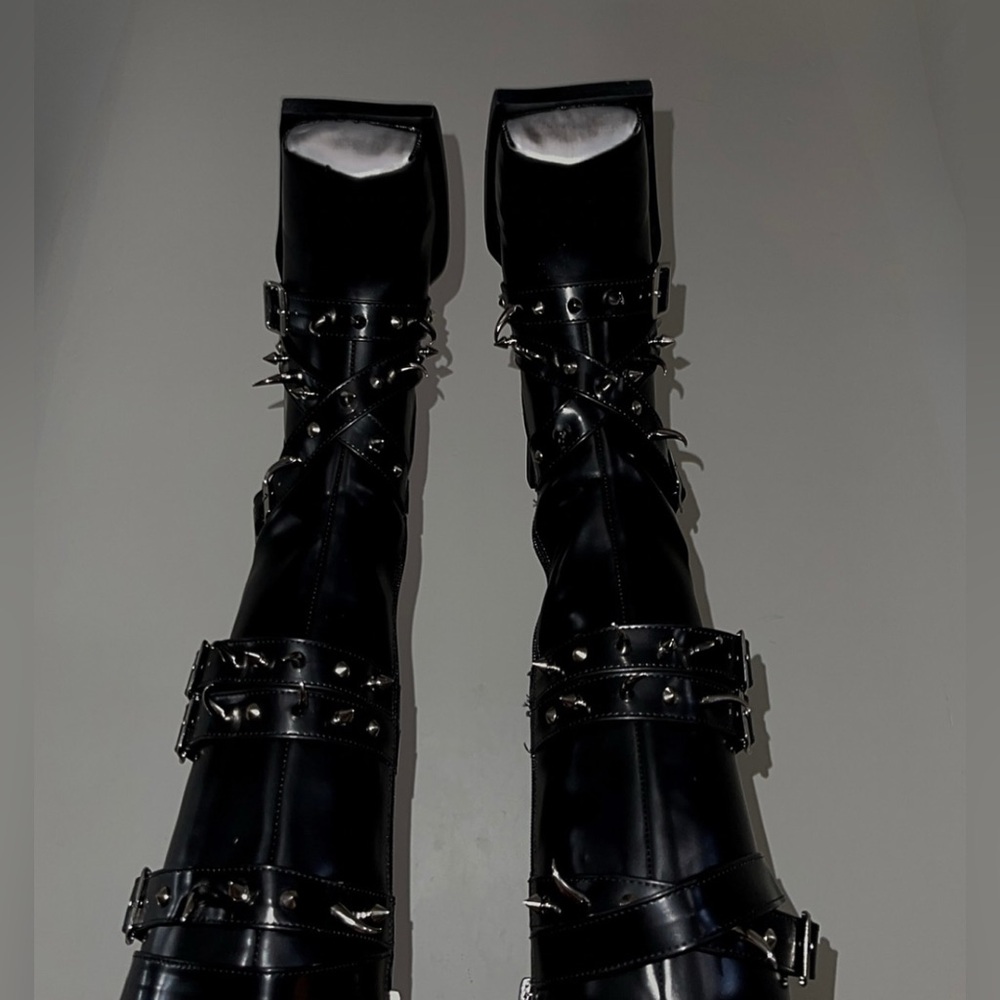 Black Spiked Women's Boots